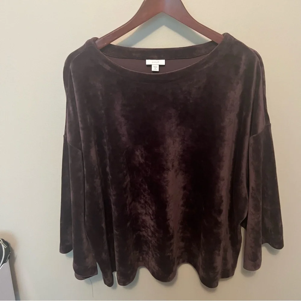 J Jill pure Jill Velvety velour Top Rich Purple soft dropped shoulder size XL - Picture 1 of 7